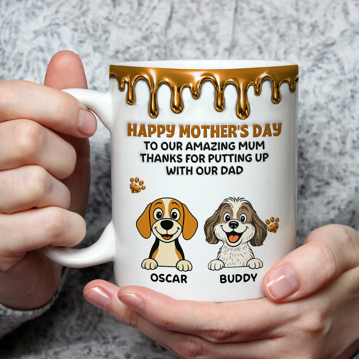 Wonderful Time Beside Dog Mom Ver Retro - Personalized Custom 3D Effect Coffee Mug - Image 3
