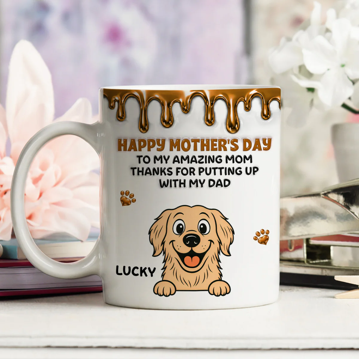 Wonderful Time Beside Dog Mom Ver Retro - Personalized Custom 3D Effect Coffee Mug - Image 4