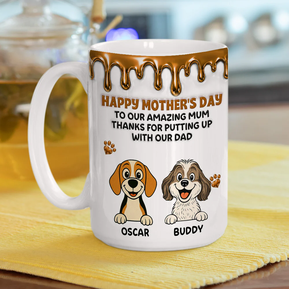 Wonderful Time Beside Dog Mom Ver Retro - Personalized Custom 3D Effect Coffee Mug - Image 5