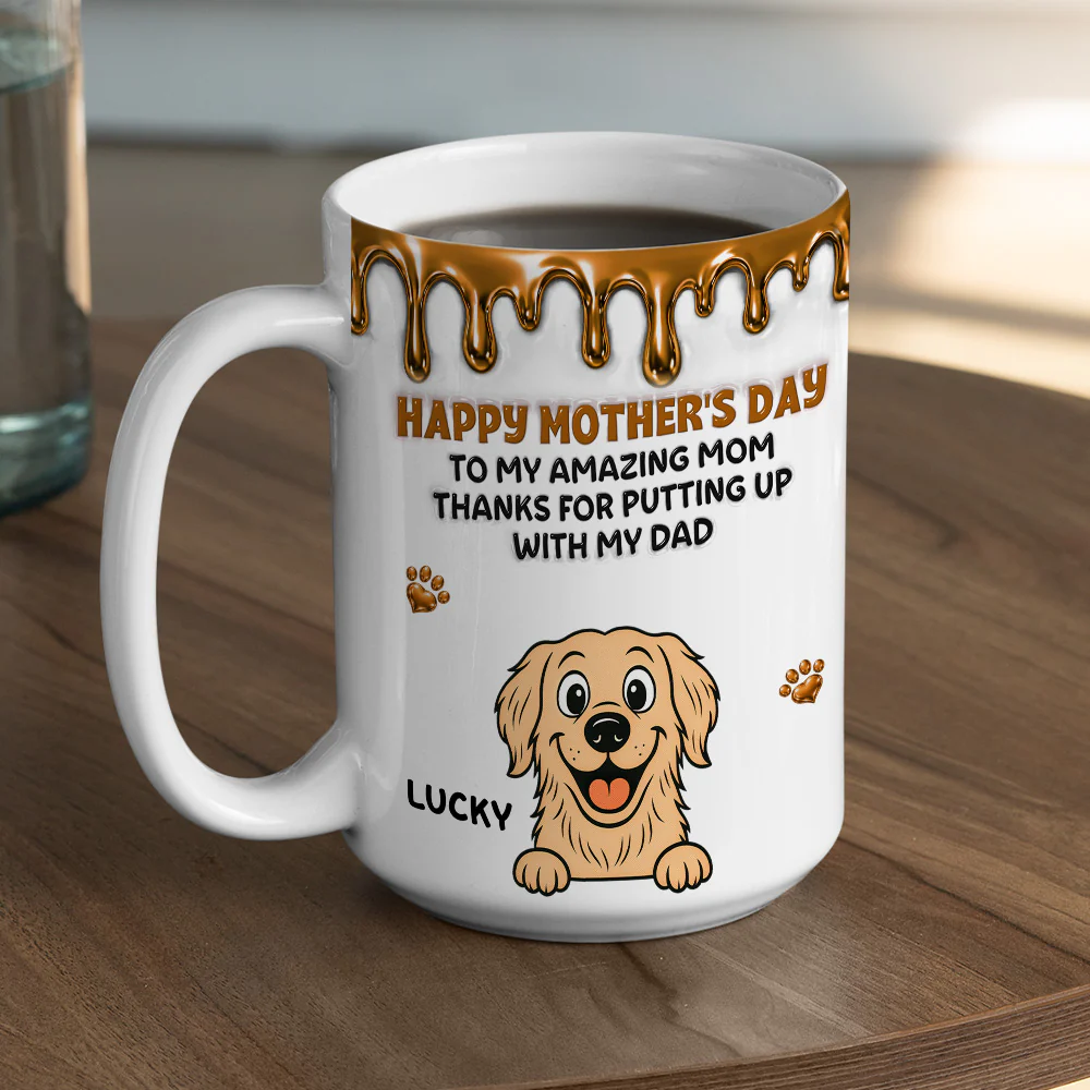 Wonderful Time Beside Dog Mom Ver Retro - Personalized Custom 3D Effect Coffee Mug - Image 6