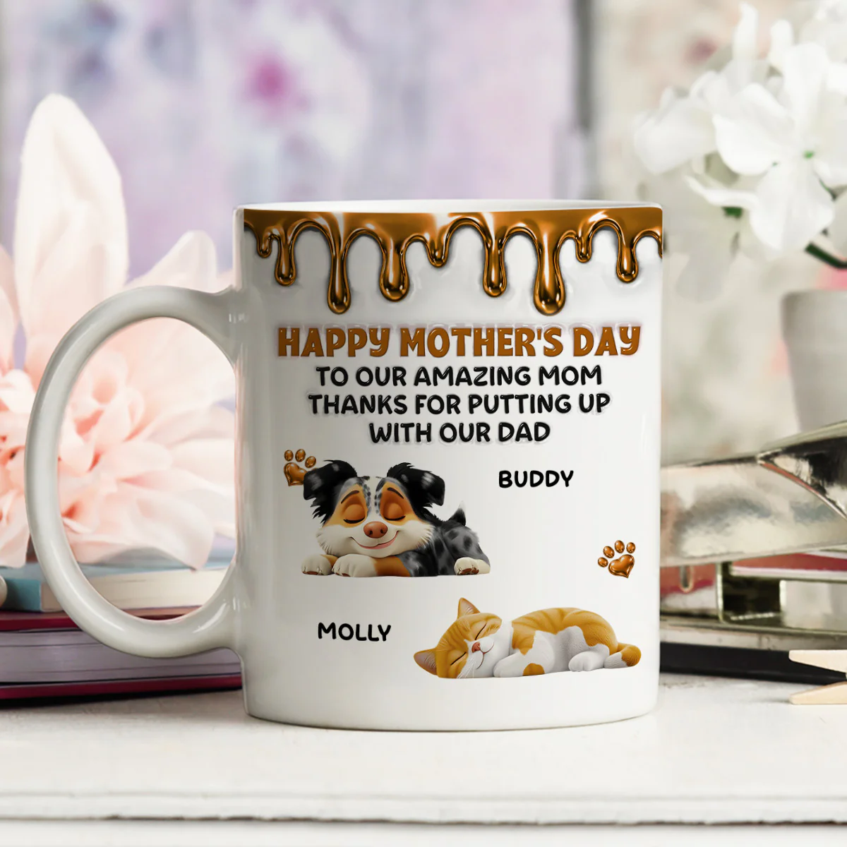 Wonderful Time Beside Pet Mom - Personalized Custom 3D Effect Coffee Mug - Image 3