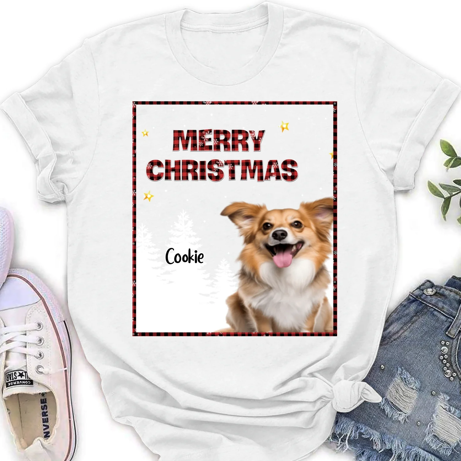 Wonderful Time With Pet Photo - Personalized Custom Women's T-Shirt - Image 2