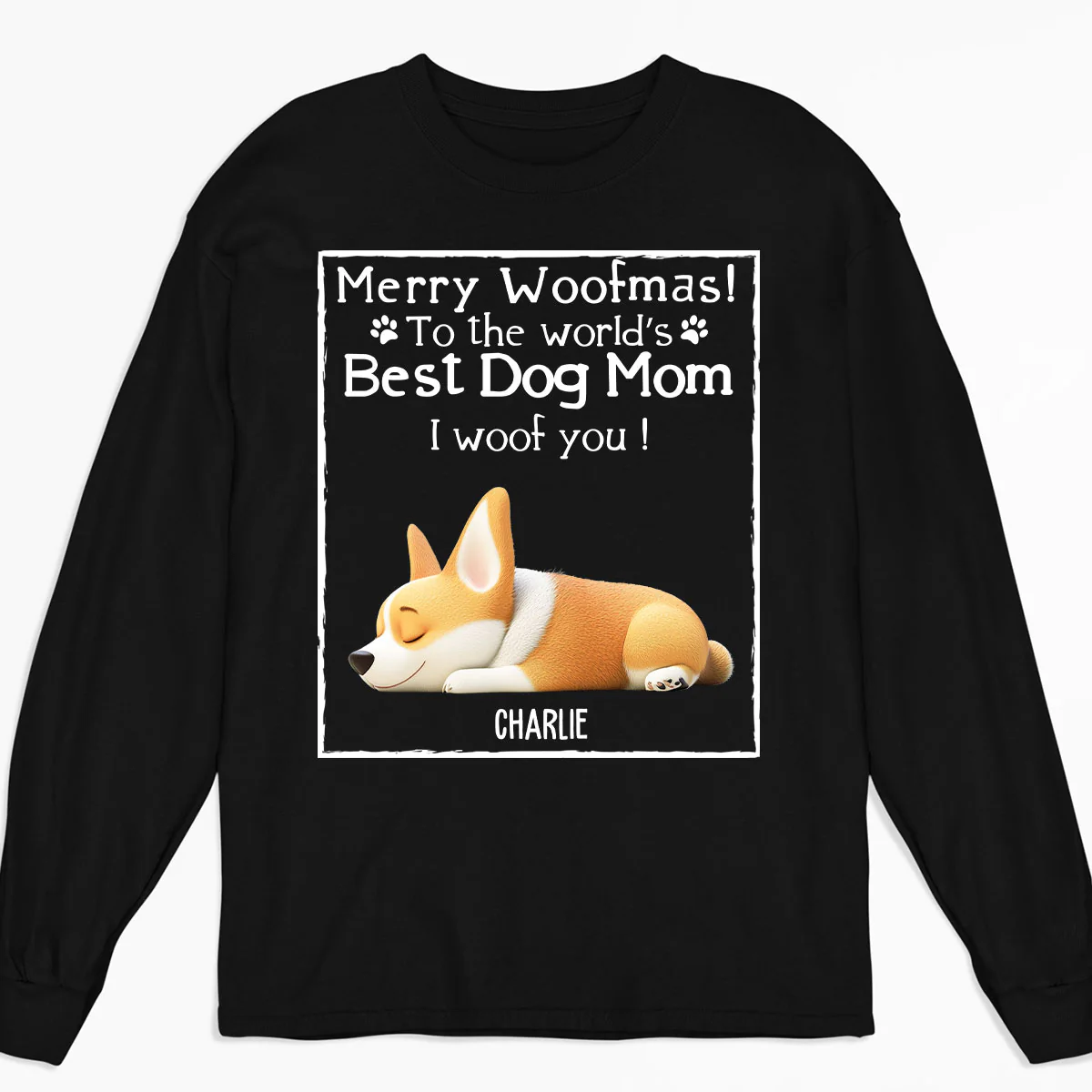 Woof Best Dog Mom Mum Cartoon - Personalized Custom Long Sleeve T-Shirt