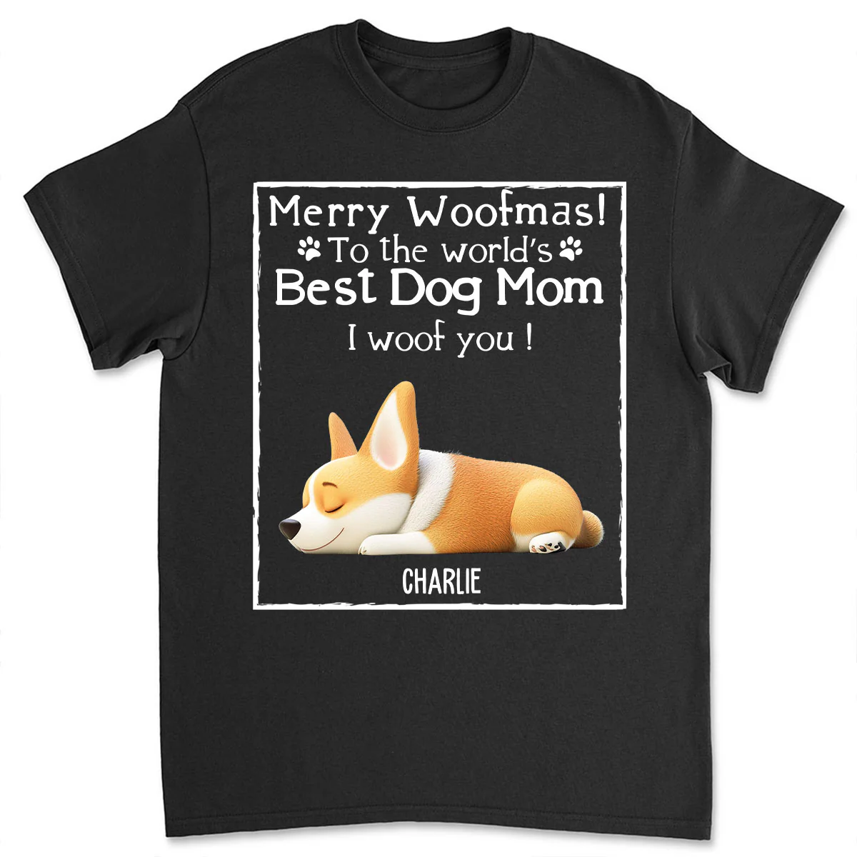 Woof Best Dog Mom Mum Cartoon - Personalized Custom Unisex T-Shirt