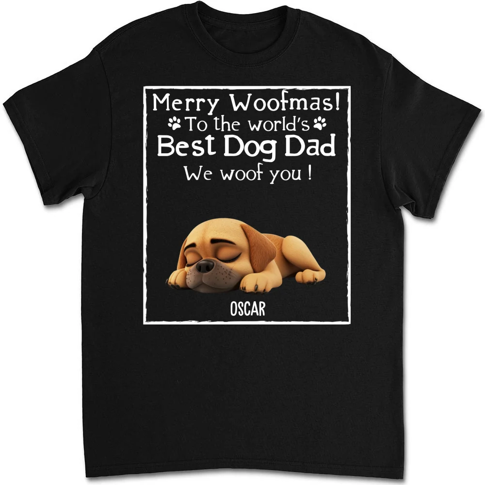Woof Best Dog Mom Mum Cartoon - Personalized Custom Unisex T-Shirt - Image 5