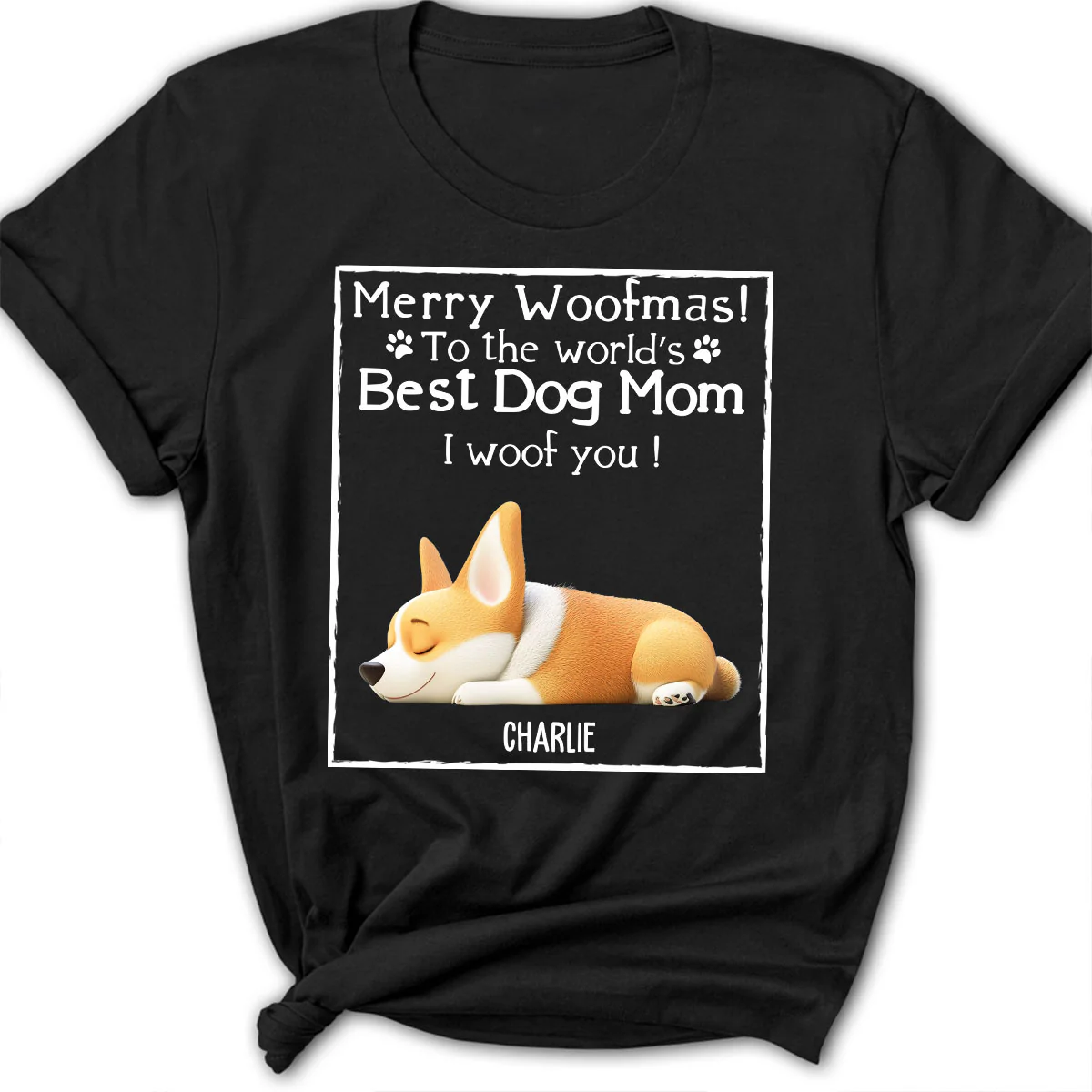 Woof Best Dog Mom Mum Cartoon - Personalized Custom Women's T-shirt