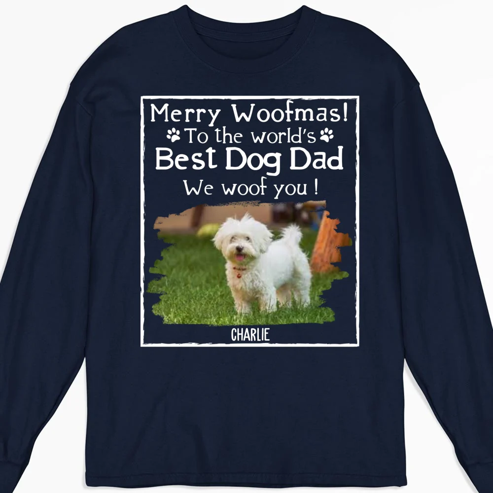 Woof Best Dog Mom Mum Cartoon Photo - Personalized Custom Long Sleeve T-Shirt - Image 5