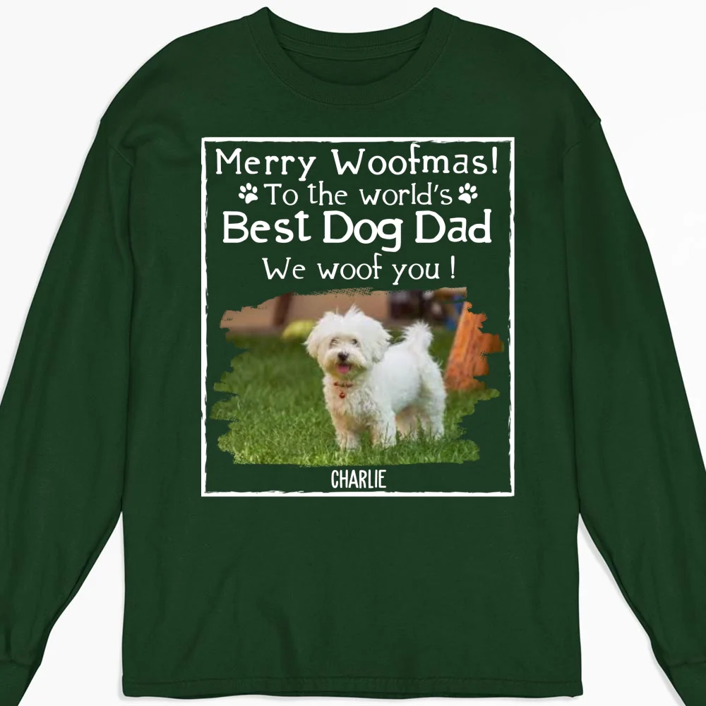 Woof Best Dog Mom Mum Cartoon Photo - Personalized Custom Long Sleeve T-Shirt - Image 6