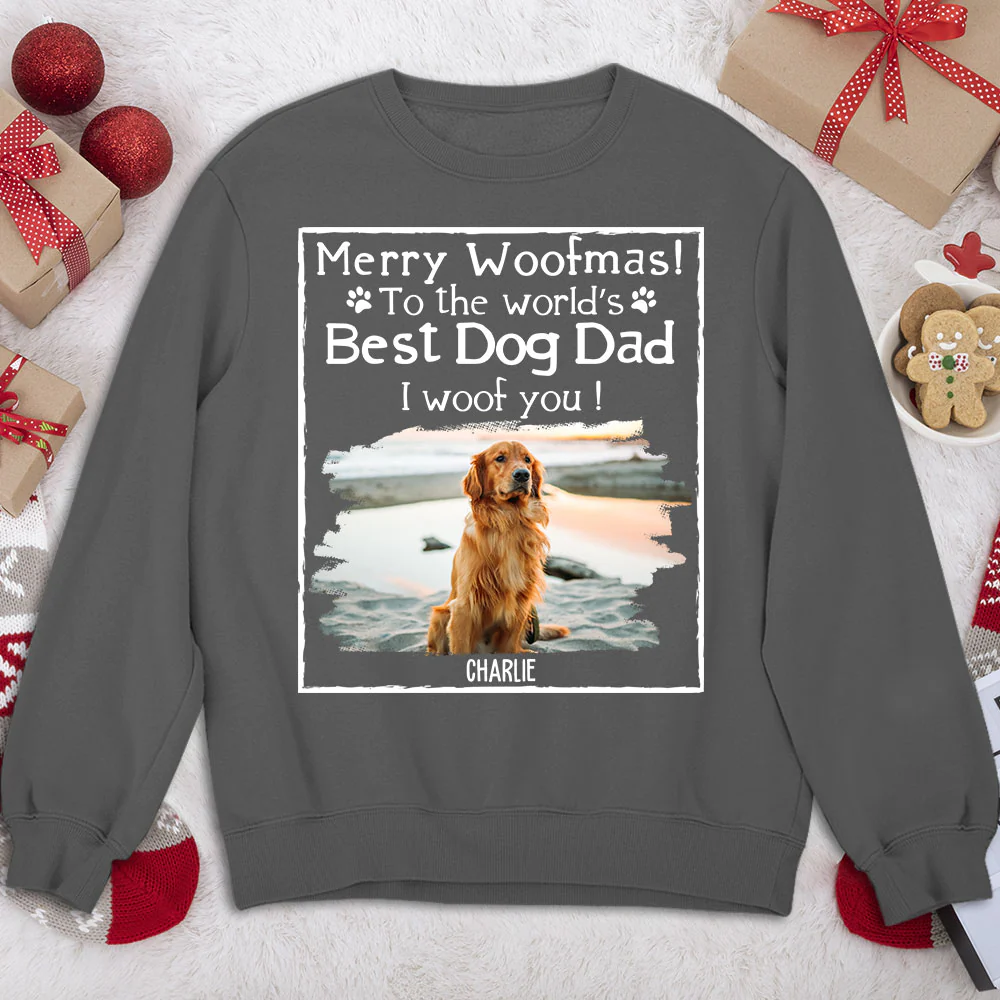 Woof Best Dog Mom Mum Cartoon Photo - Personalized Custom Sweatshirt - Image 2