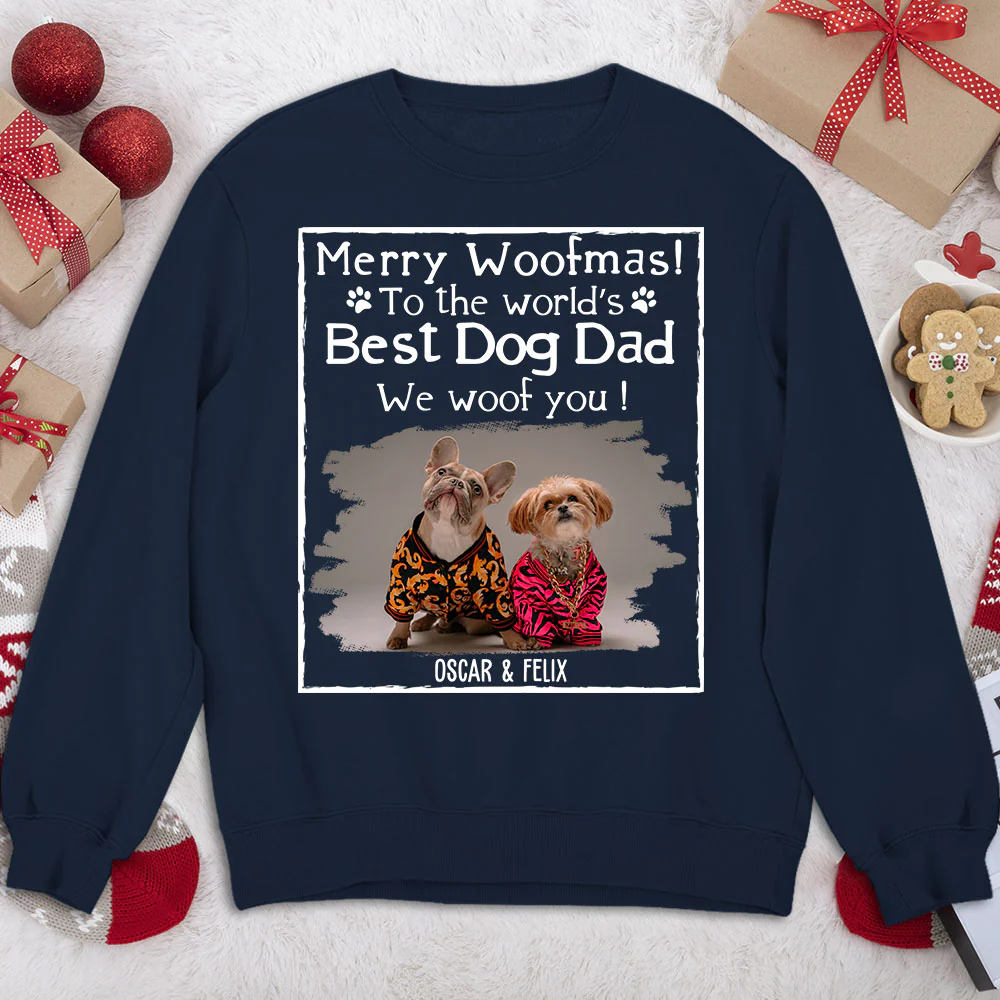 Woof Best Dog Mom Mum Cartoon Photo - Personalized Custom Sweatshirt - Image 4