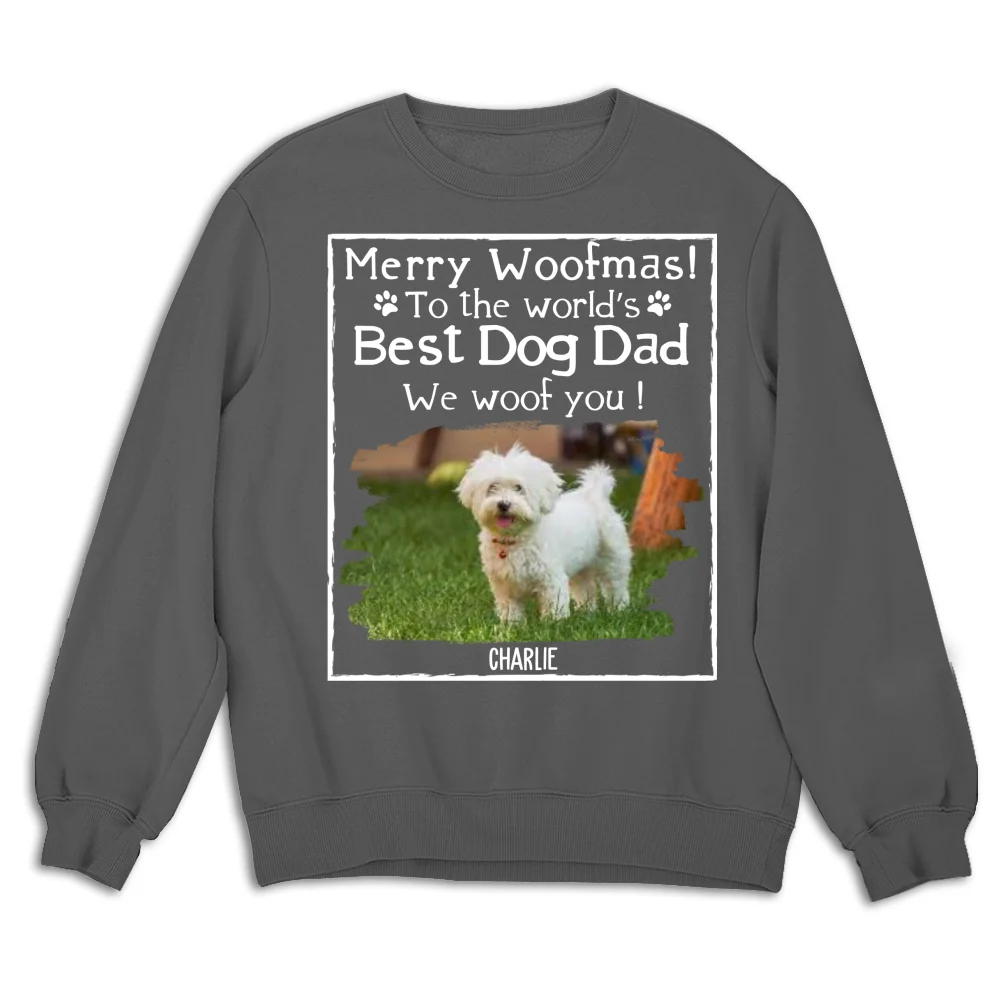Woof Best Dog Mom Mum Cartoon Photo - Personalized Custom Sweatshirt - Image 7