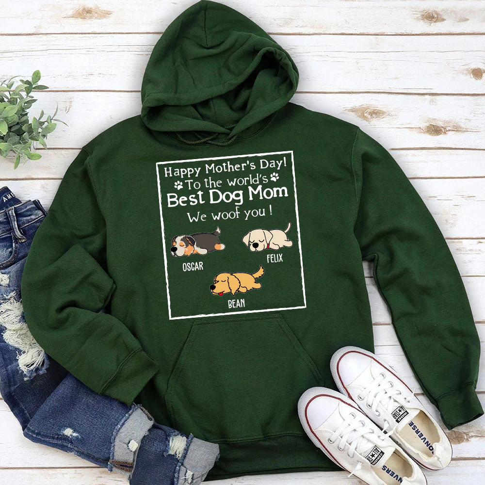 Woof Best Dog Mom Version 2 - Personalized Custom Hoodie - Image 3
