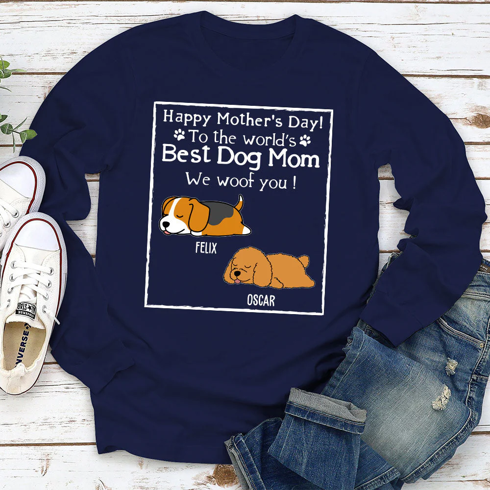Woof Best Dog Mom Version 2 - Personalized Custom Long Sleeve T-shirt - Image 2