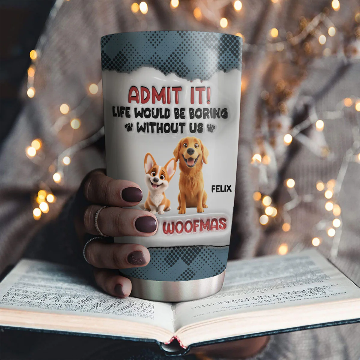 Woofmas Dad Mom - Personalized Custom 3D Inflated Effect Tumbler - Image 2