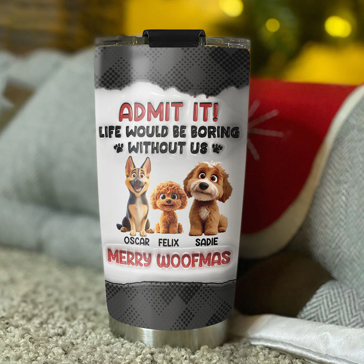 Woofmas Dad Mom - Personalized Custom 3D Inflated Effect Tumbler - Image 3
