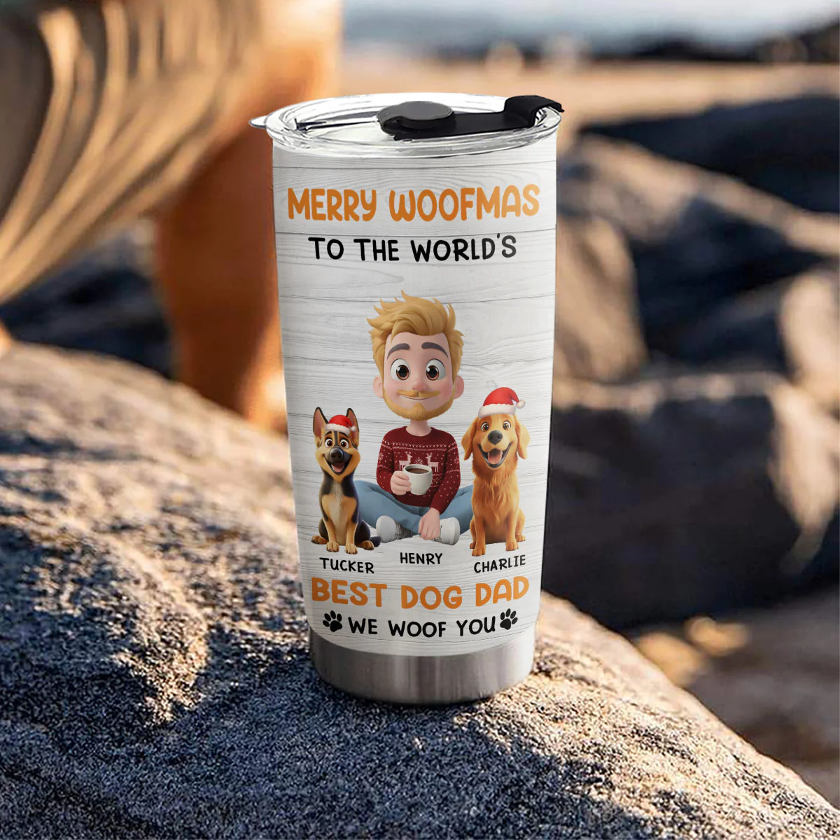 Woofmas Dog Dad - Personalized Custom Tumbler - Image 3