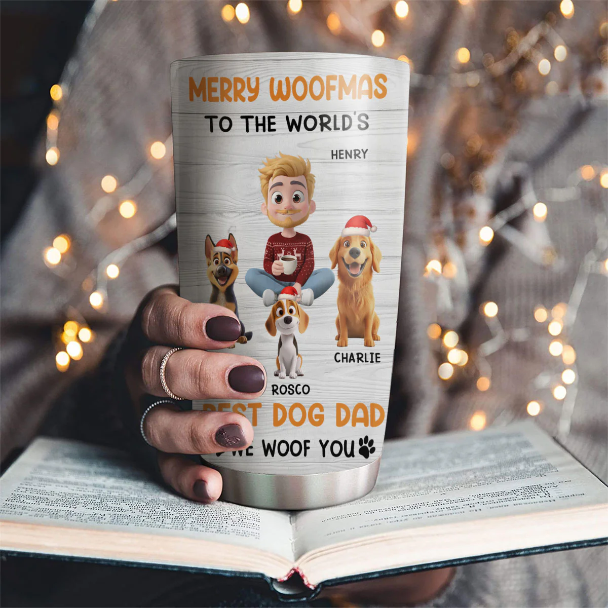 Woofmas Dog Dad - Personalized Custom Tumbler - Image 4