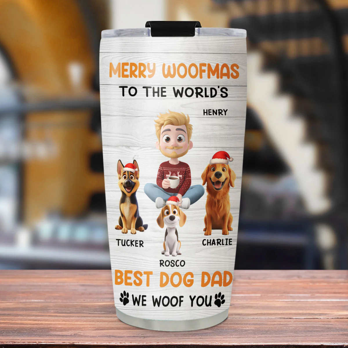 Woofmas Dog Dad - Personalized Custom Tumbler - Image 5