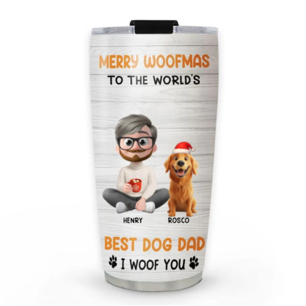 Woofmas Dog Dad - Personalized Custom Tumbler - Image 6