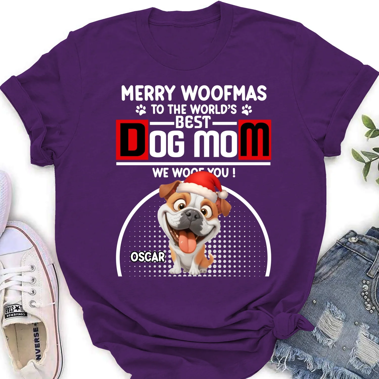 Woofmas Dog Father - Personalized Custom Women's T-shirt - Image 10