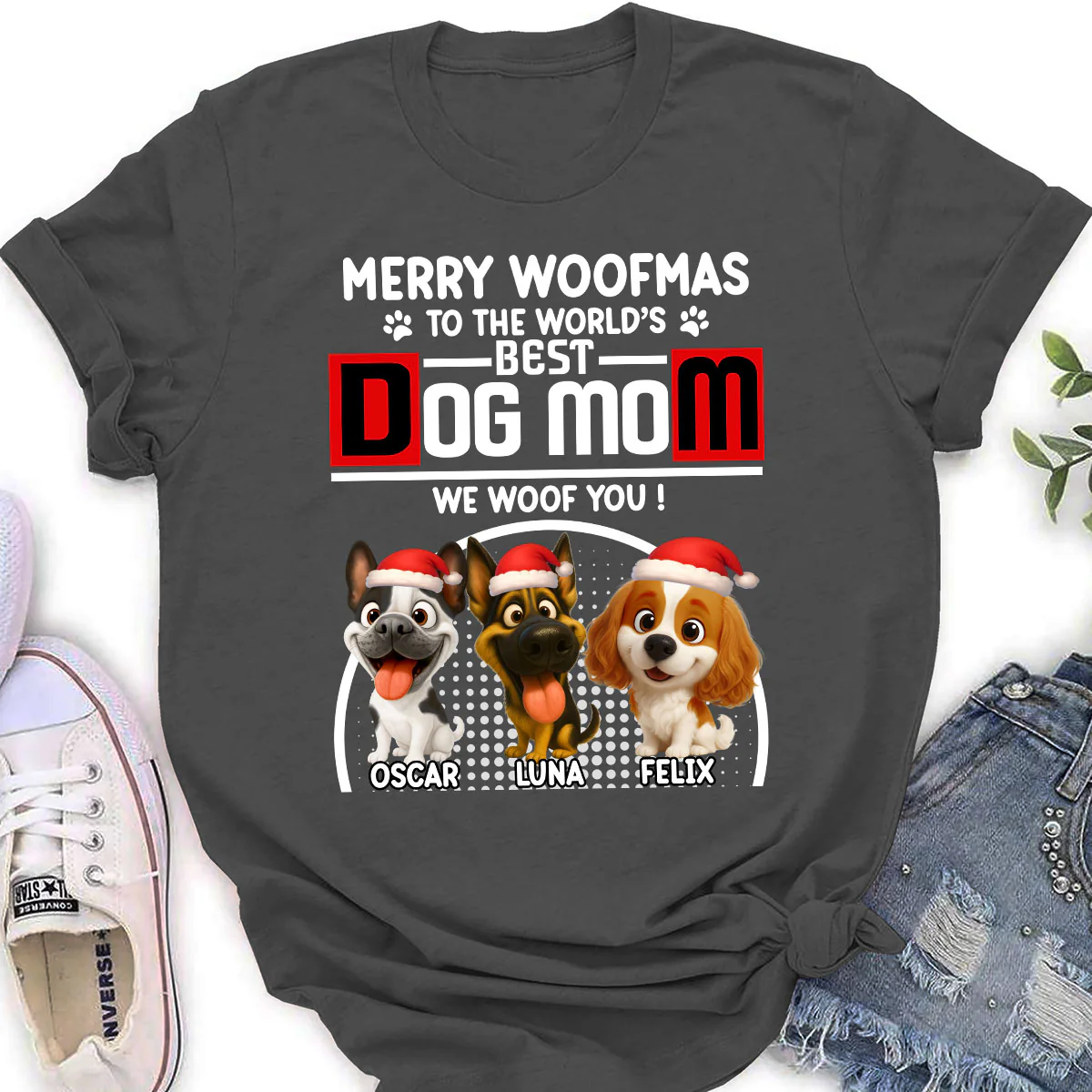 Woofmas Dog Father - Personalized Custom Women's T-shirt - Image 4