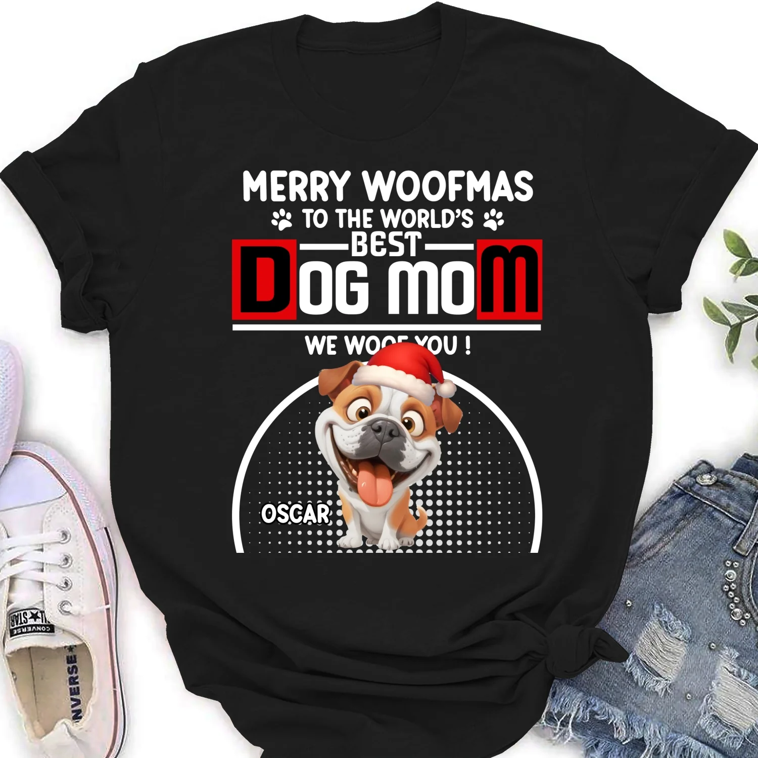 Woofmas Dog Father - Personalized Custom Women's T-shirt - Image 6
