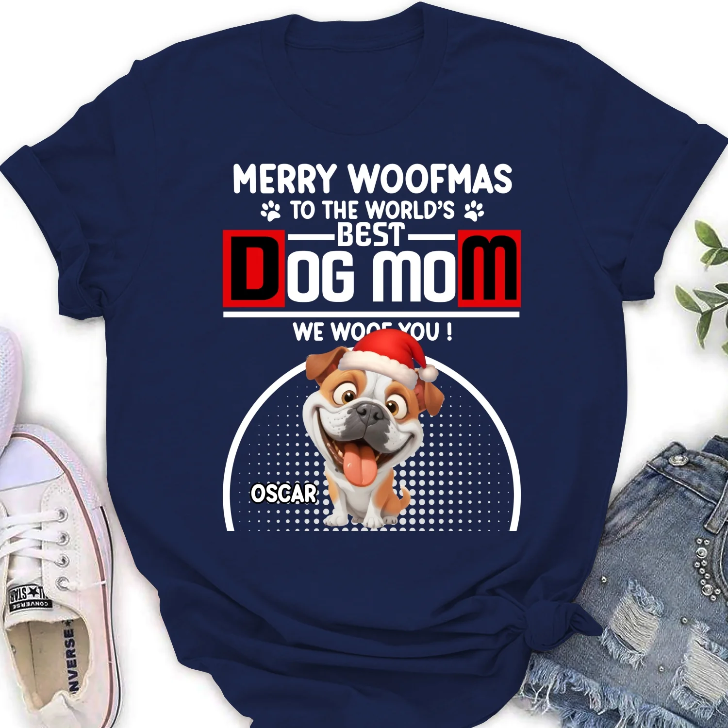 Woofmas Dog Father - Personalized Custom Women's T-shirt - Image 7