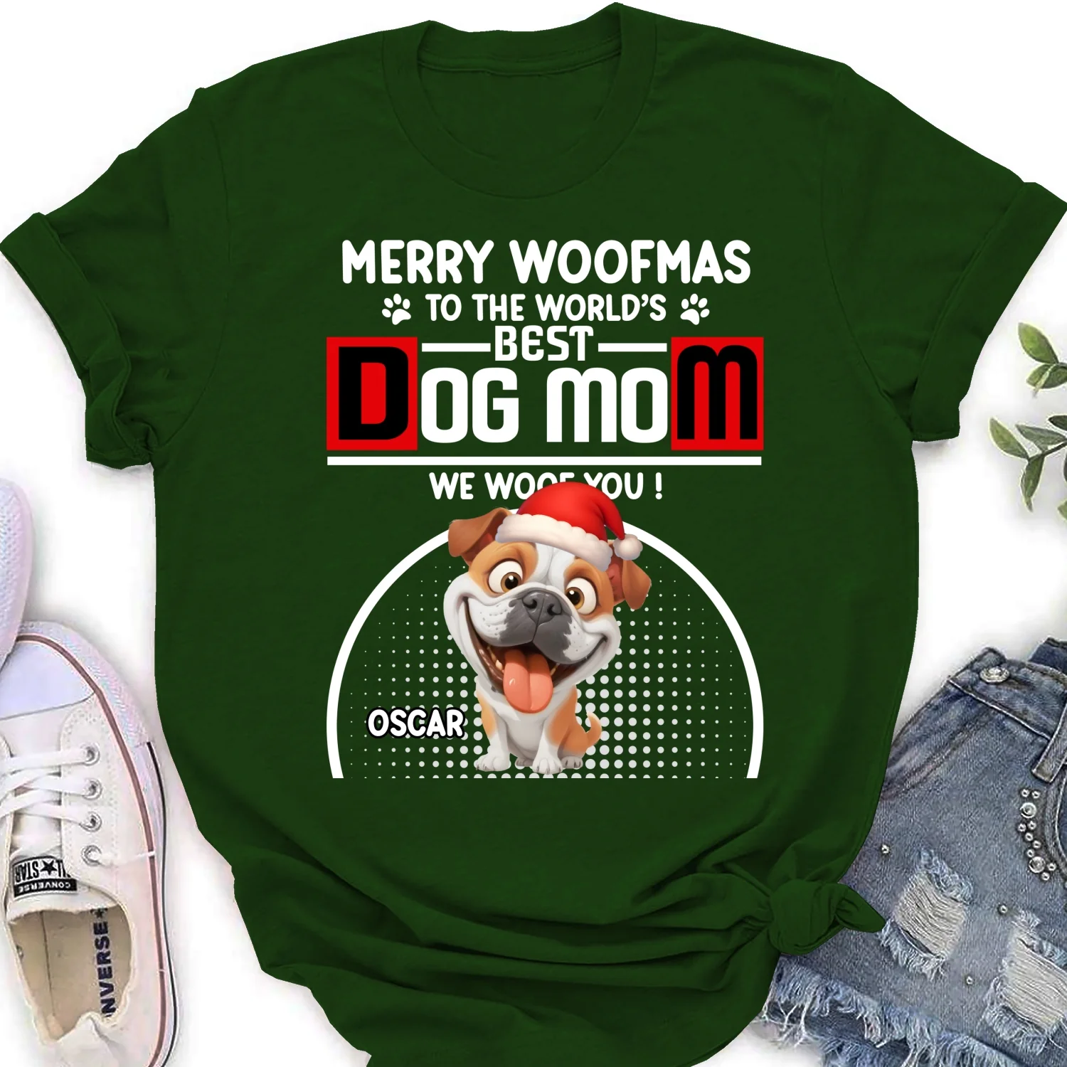 Woofmas Dog Father - Personalized Custom Women's T-shirt - Image 8