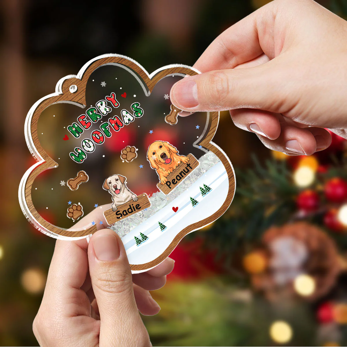 Woofmas Winter - Personalized Custom Acrylic Shaker Ornament - Image 5