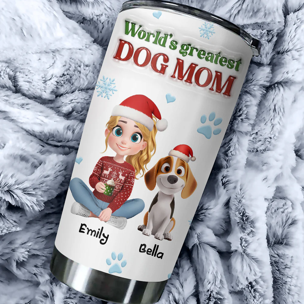 World Greatest Dog Mom - Personalized Custom 3D Inflated Effect Tumbler - Image 2
