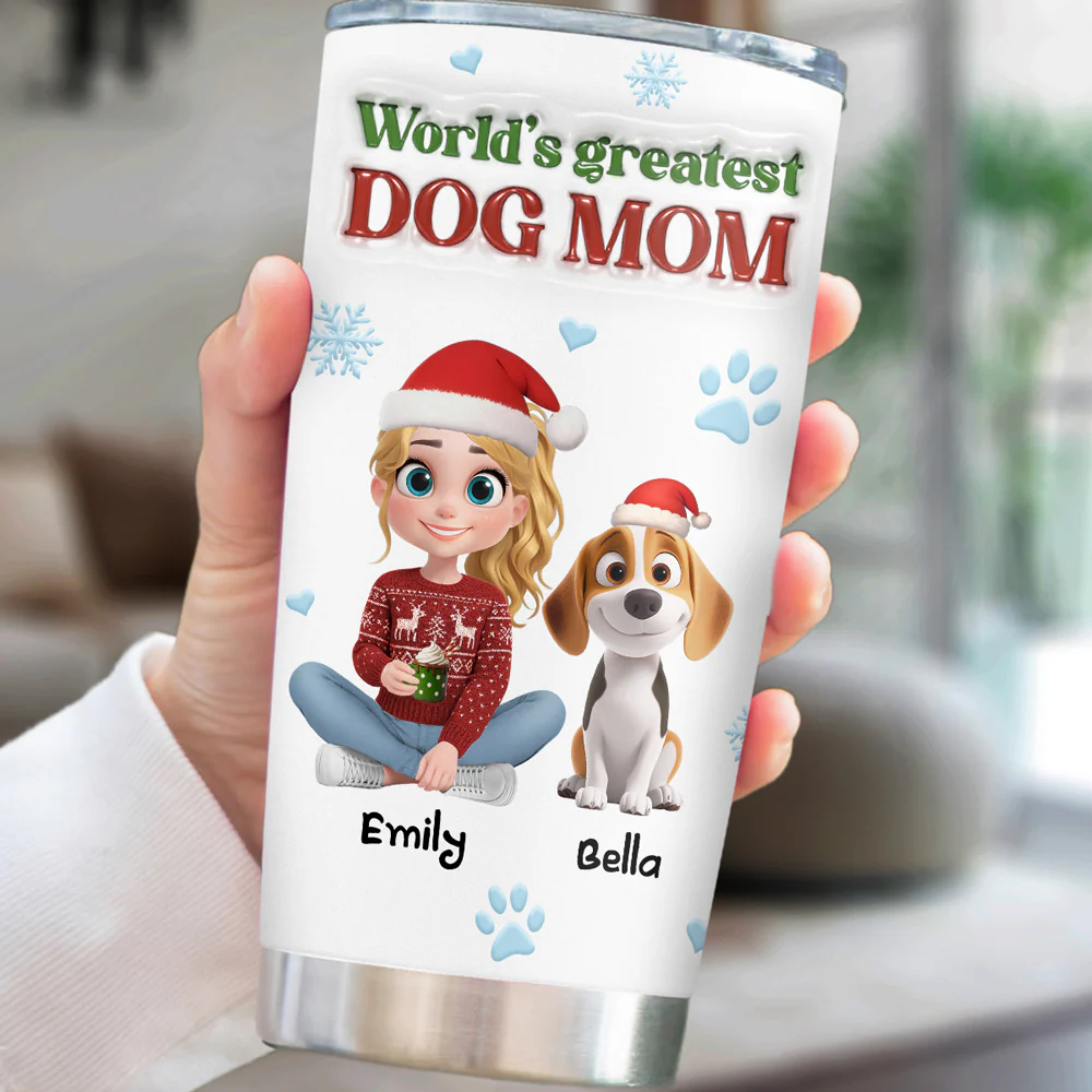 World Greatest Dog Mom - Personalized Custom 3D Inflated Effect Tumbler - Image 3