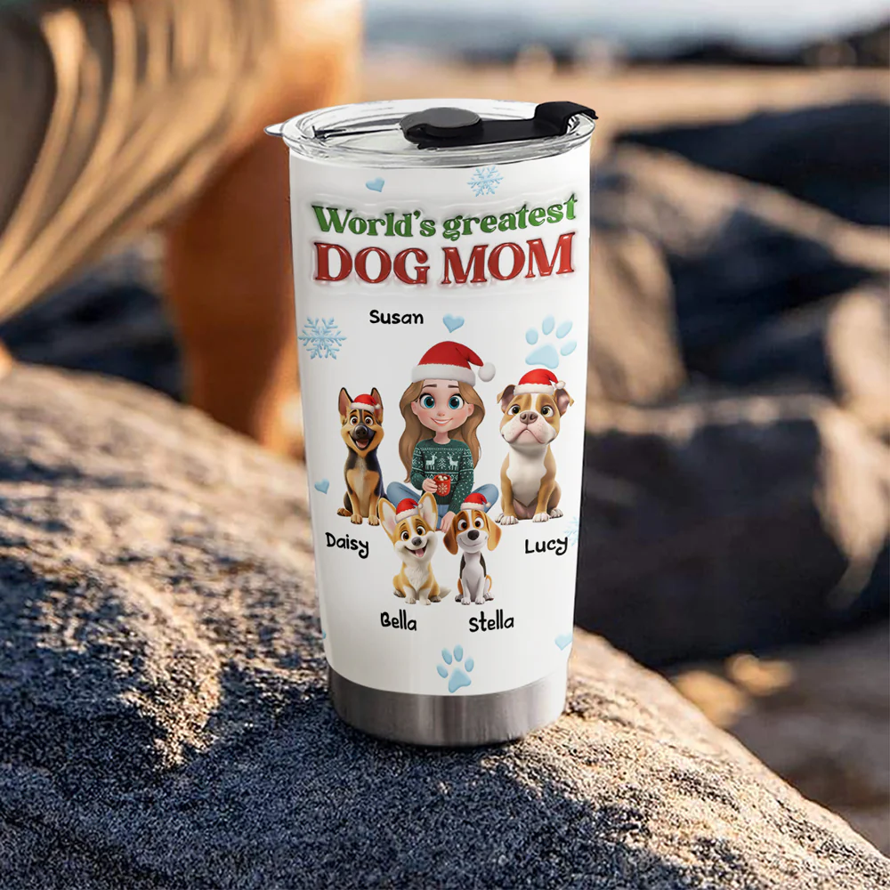 World Greatest Dog Mom - Personalized Custom 3D Inflated Effect Tumbler - Image 4