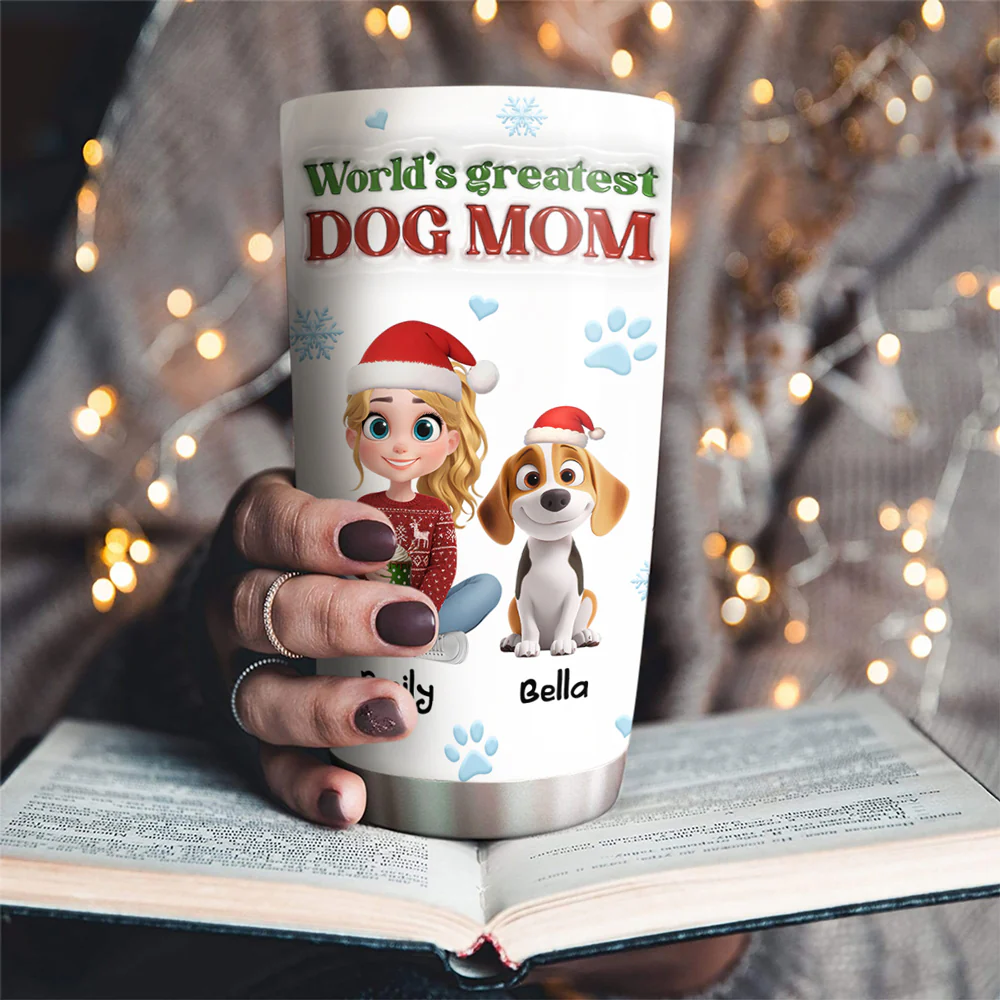 World Greatest Dog Mom - Personalized Custom 3D Inflated Effect Tumbler - Image 5
