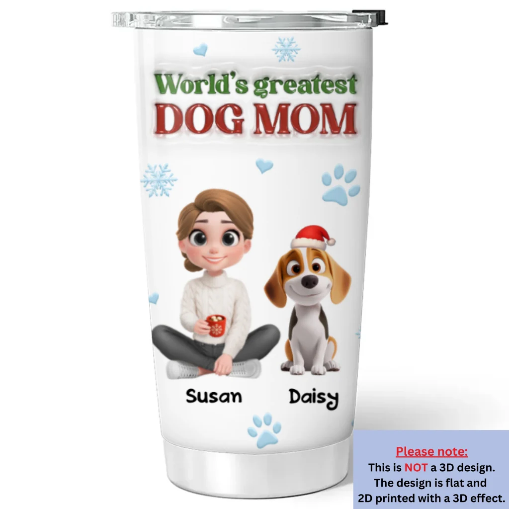 World Greatest Dog Mom - Personalized Custom 3D Inflated Effect Tumbler - Image 6