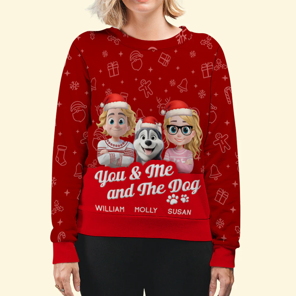 You And Me And The Dogs - Personalized Custom All-Over-Print Sweatshirt - Image 2