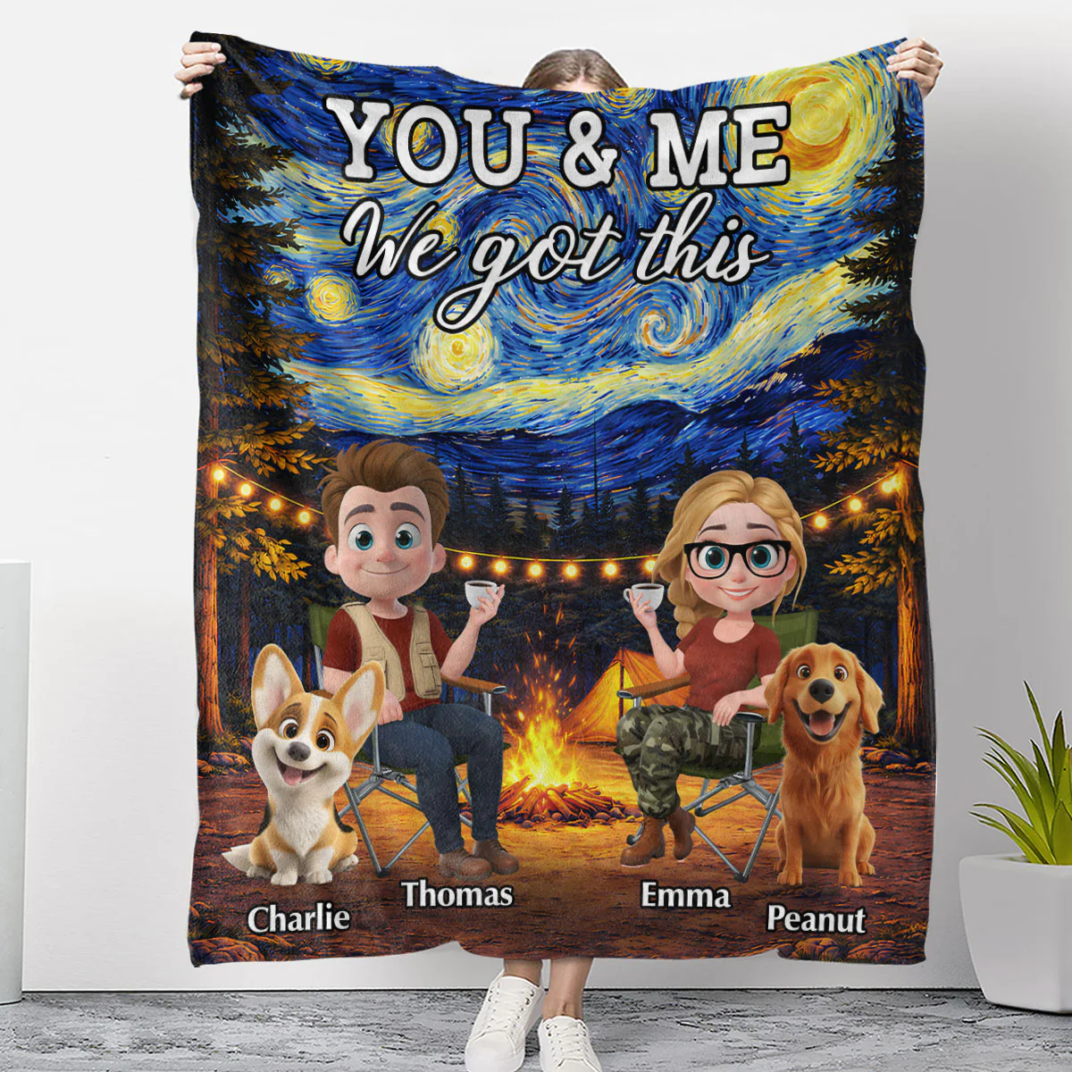 You And Me Camping - Personalized Custom Fleece Blanket
