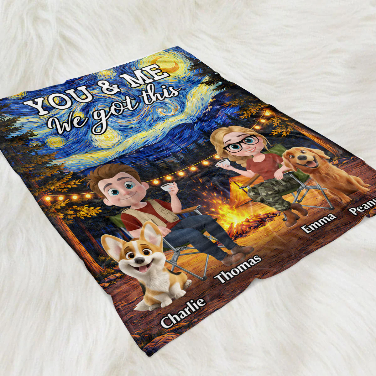 You And Me Camping - Personalized Custom Fleece Blanket - Image 2