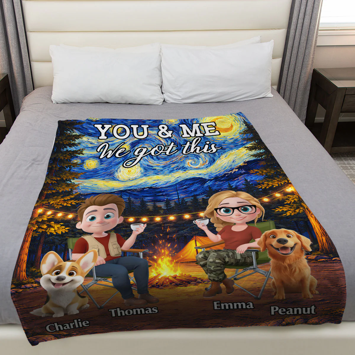 You And Me Camping - Personalized Custom Fleece Blanket - Image 3