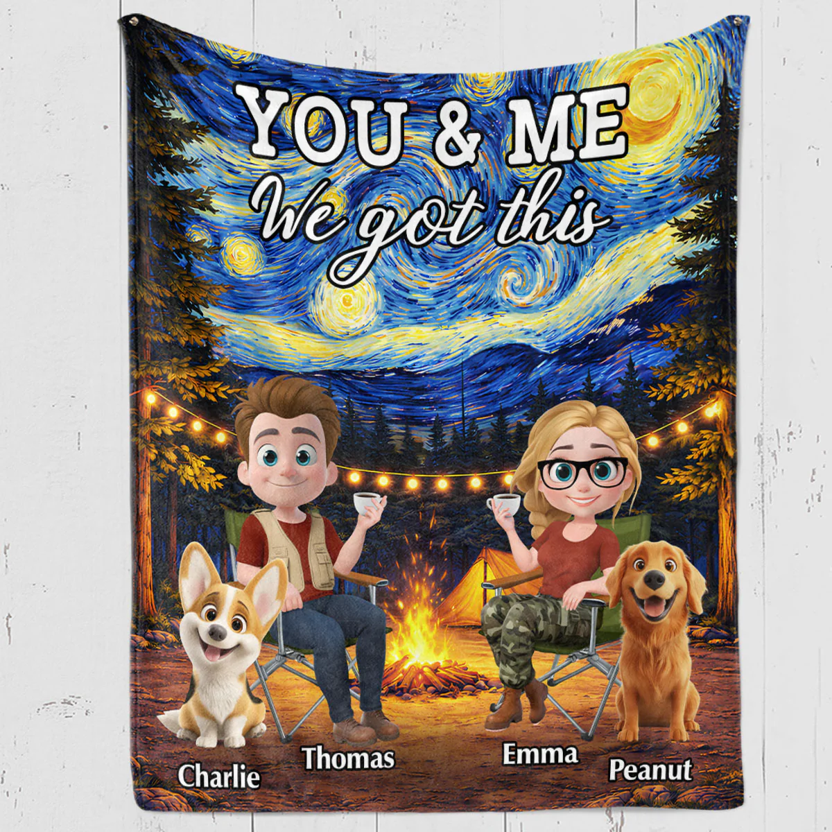 You And Me Camping - Personalized Custom Fleece Blanket - Image 4