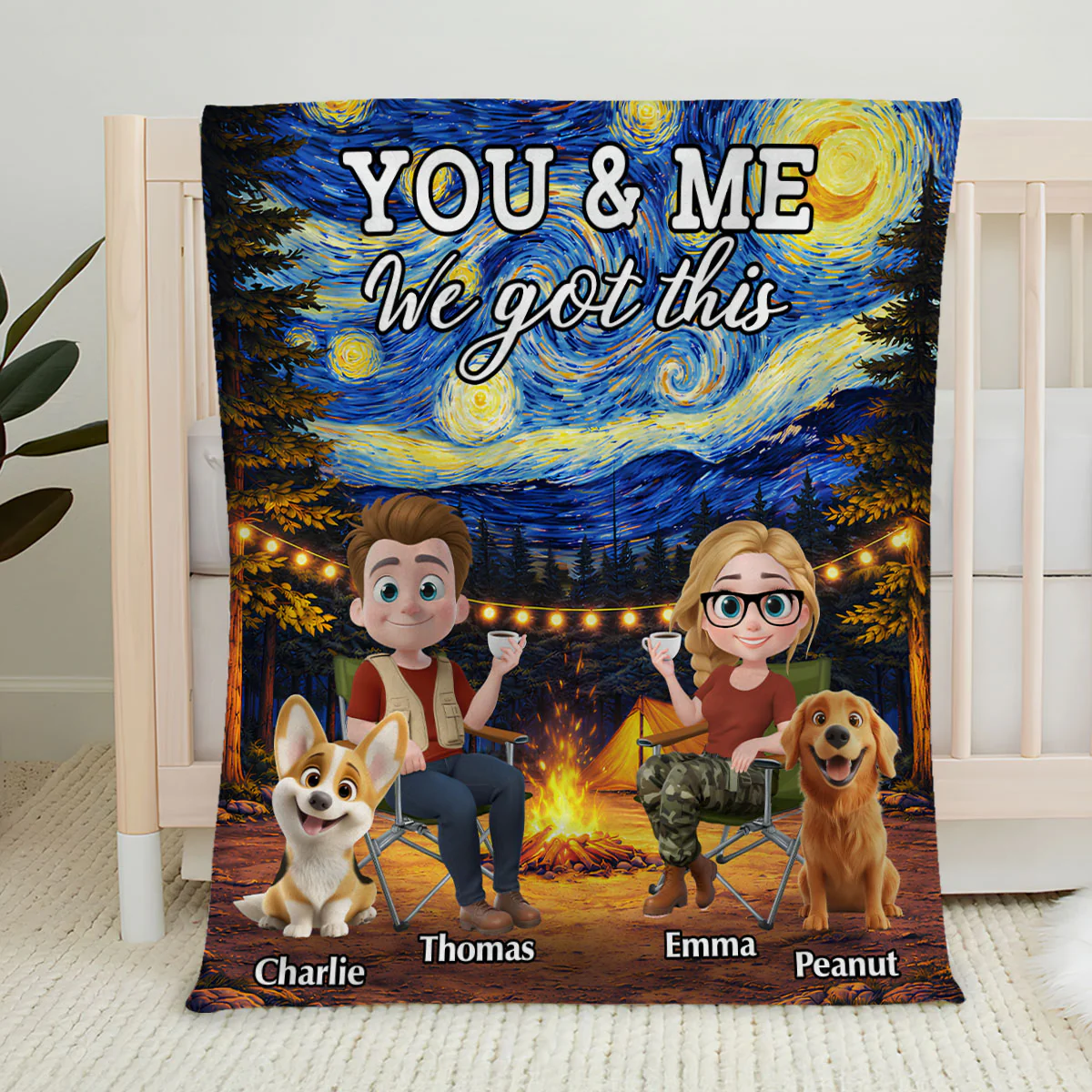 You And Me Camping - Personalized Custom Fleece Blanket - Image 5