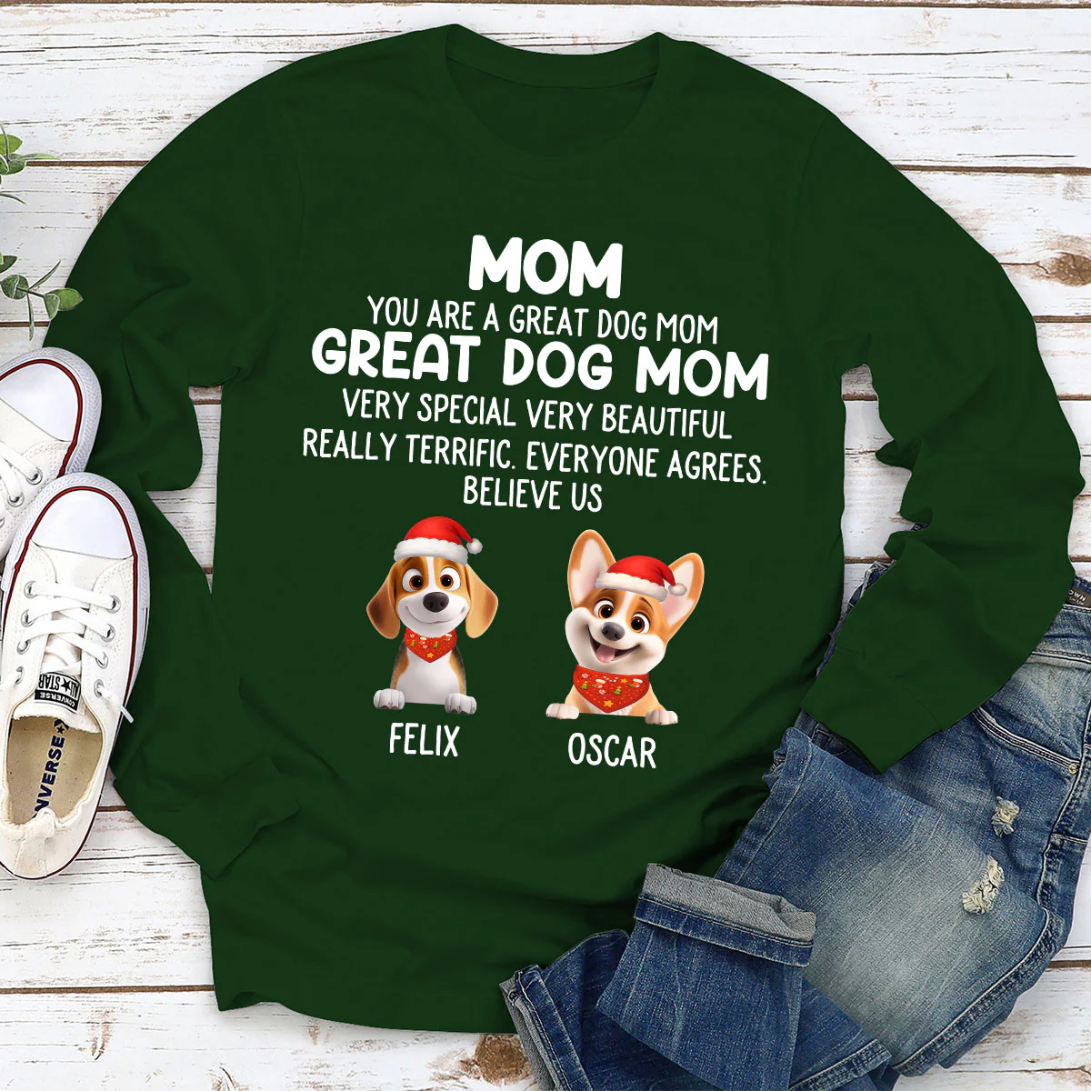 You Are A Great Dog Mom - Personalized Custom Long Sleeve T-shirt - Image 3