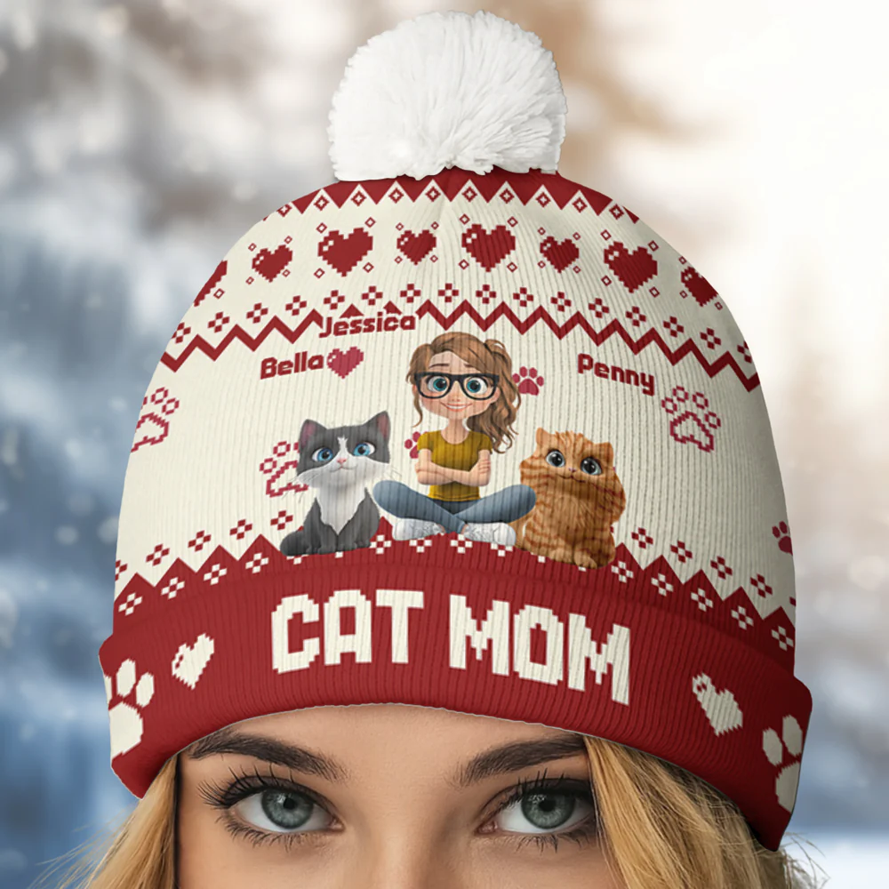 You Are Ahead All Cat Daily Ver - Personalized Custom Bobble Beanie Hat - Image 2