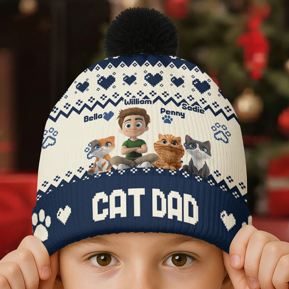 You Are Ahead All Cat Daily Ver - Personalized Custom Bobble Beanie Hat - Image 4