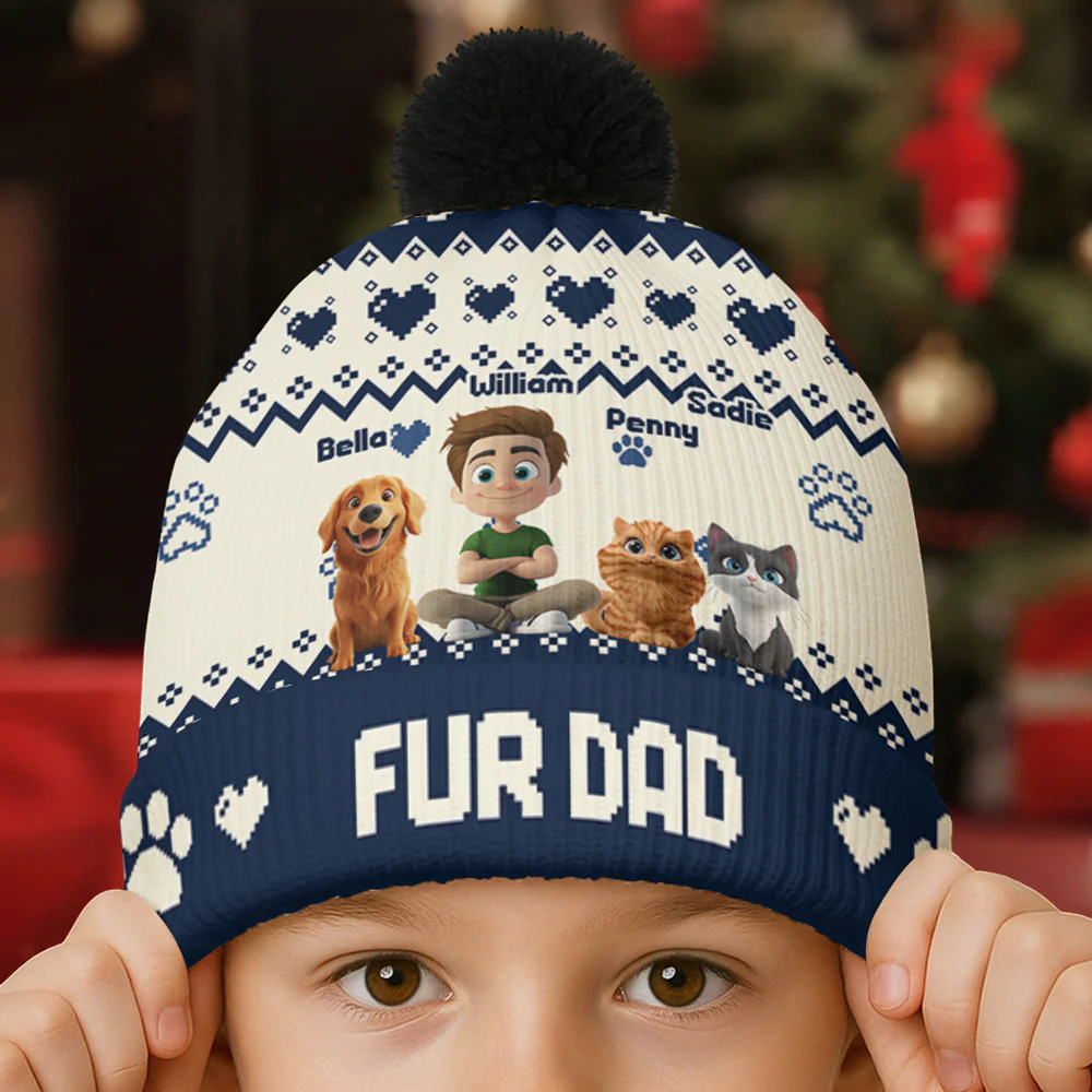 You Are Ahead All Fur Daily Ver - Personalized Custom Bobble Beanie Hat - Image 3