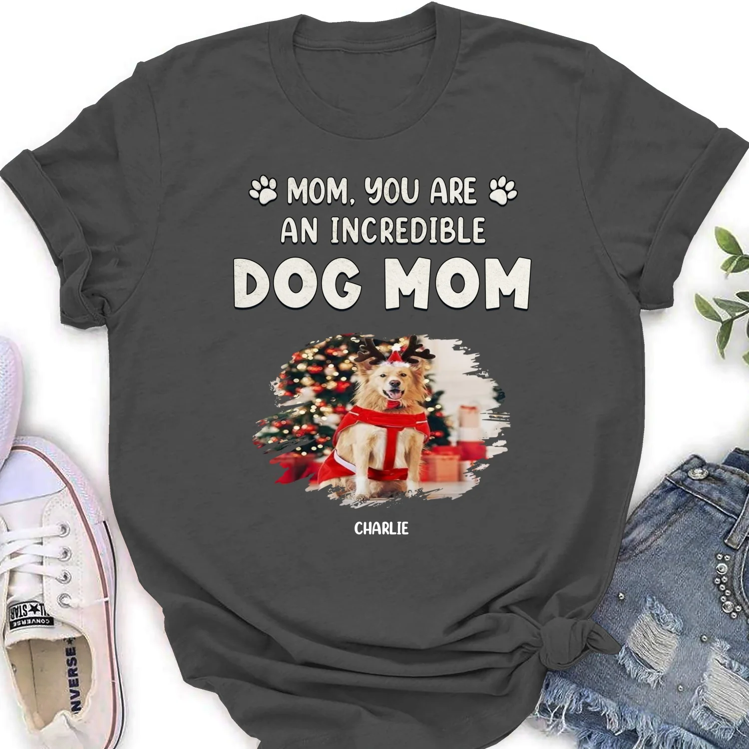You Are Pawfect Christmas Photo - Personalized Custom Women's T-Shirt - Image 4