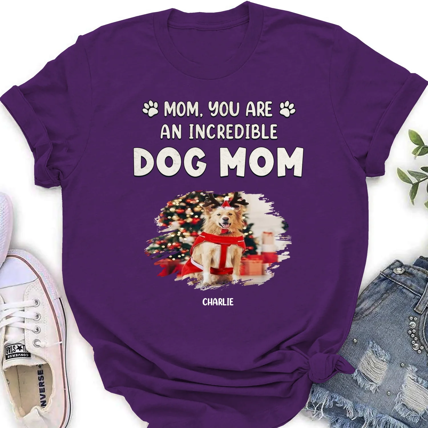 You Are Pawfect Christmas Photo - Personalized Custom Women's T-Shirt - Image 5