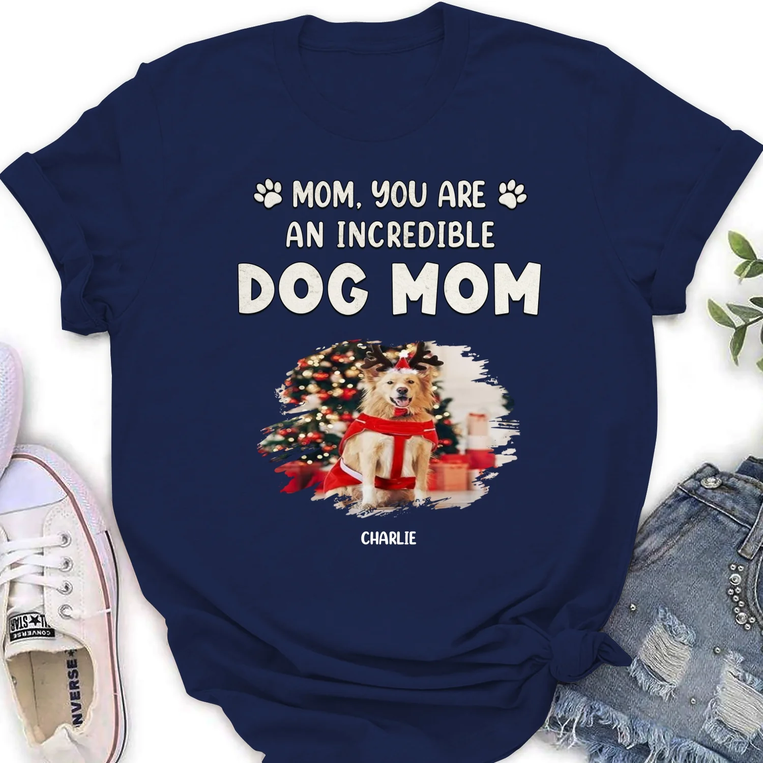 You Are Pawfect Christmas Photo - Personalized Custom Women's T-Shirt - Image 6