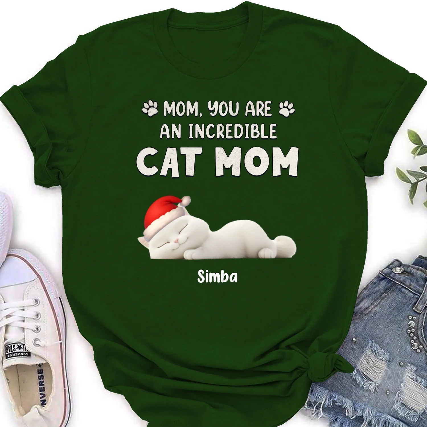 You Are Pawfect Christmas Ver Cat - Personalized Custom Women's T-Shirt - Image 8