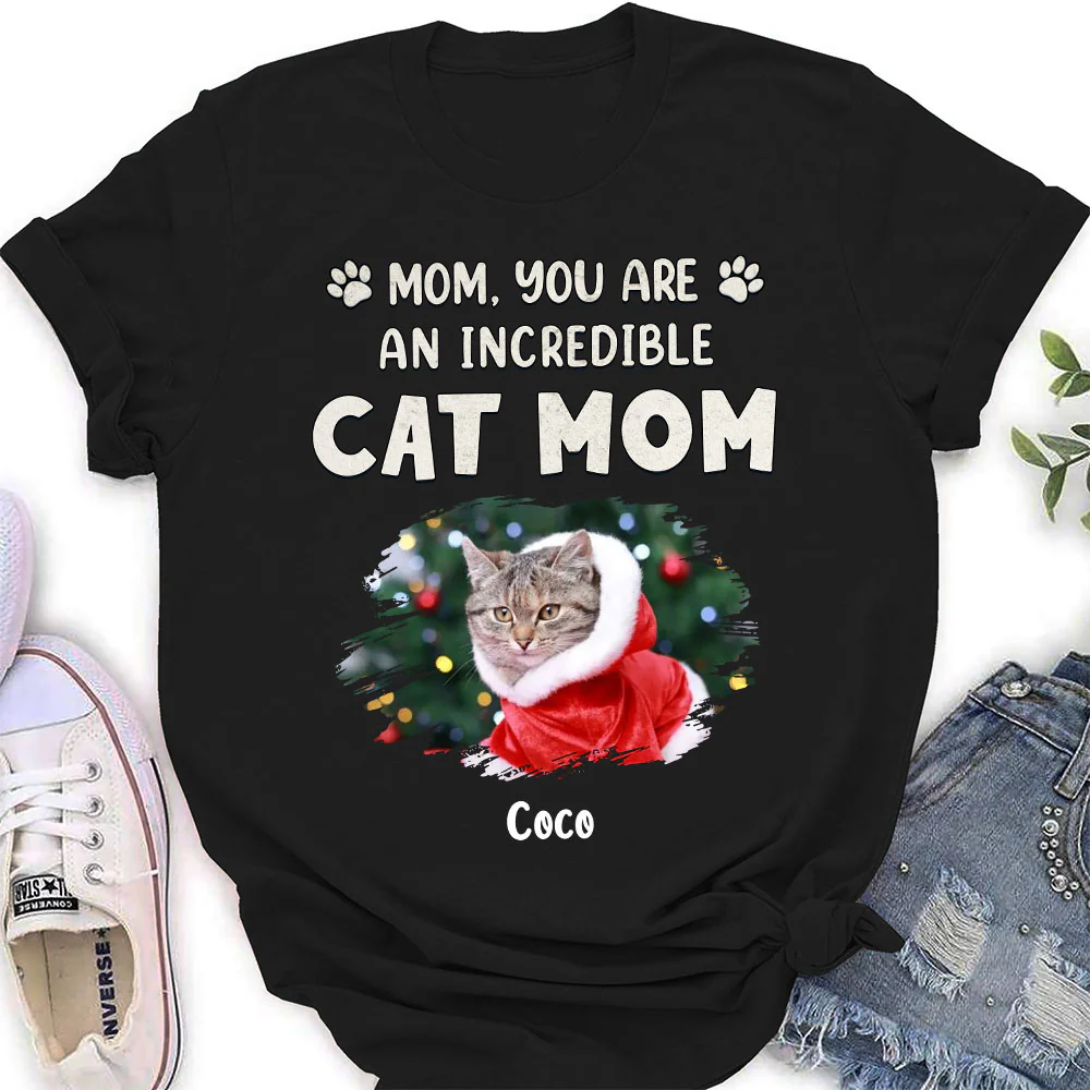 You Are Pawfect Christmas Ver Cat Photo - Personalized Custom Women's T-Shirt - Image 2