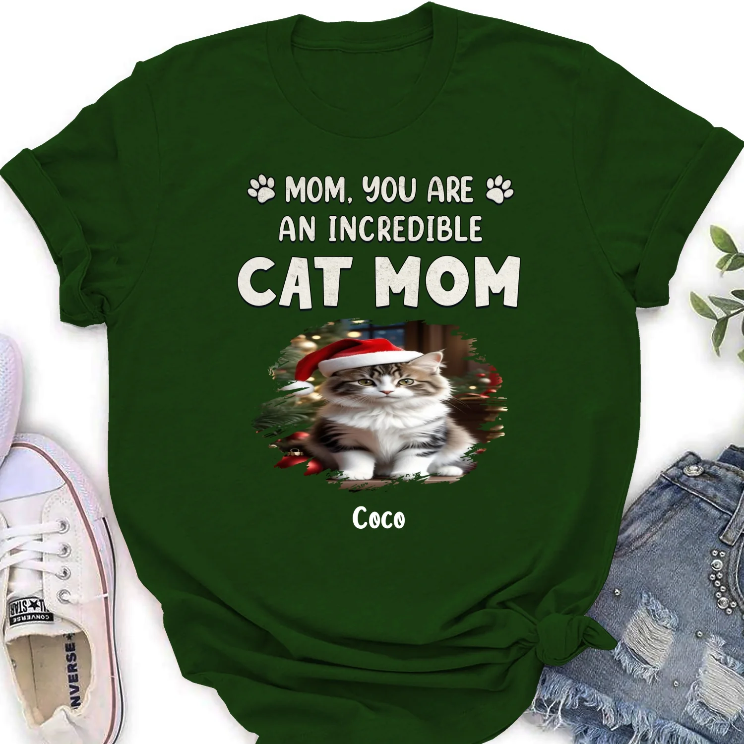 You Are Pawfect Christmas Ver Cat Photo - Personalized Custom Women's T-Shirt - Image 6